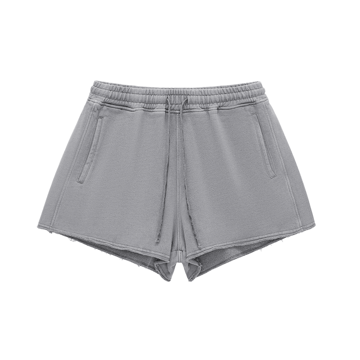 ATMOSFAE Snow Washed Raw Edge Drawstring Shorts