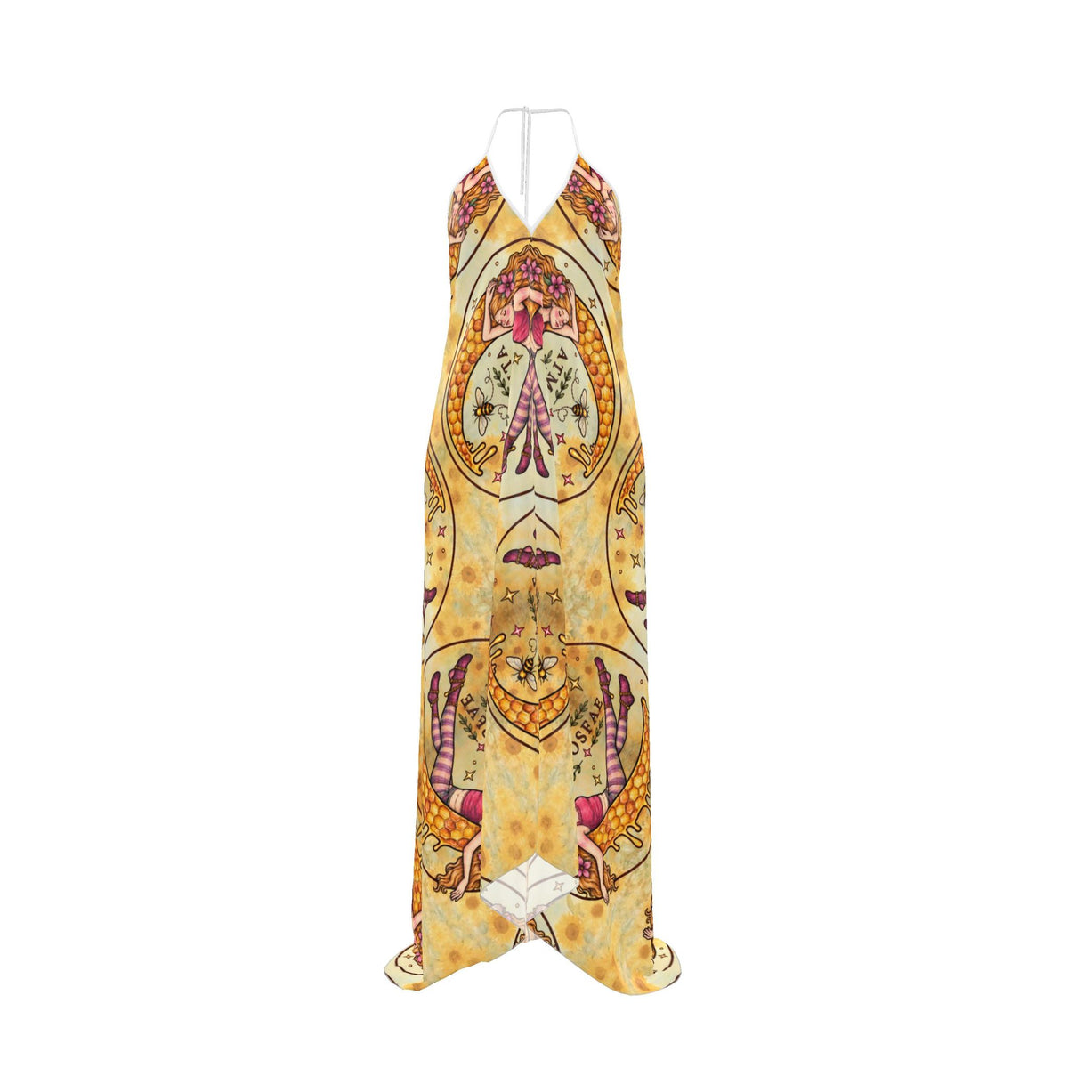 100% silk | HONEYED | Halterneck Backless Dress