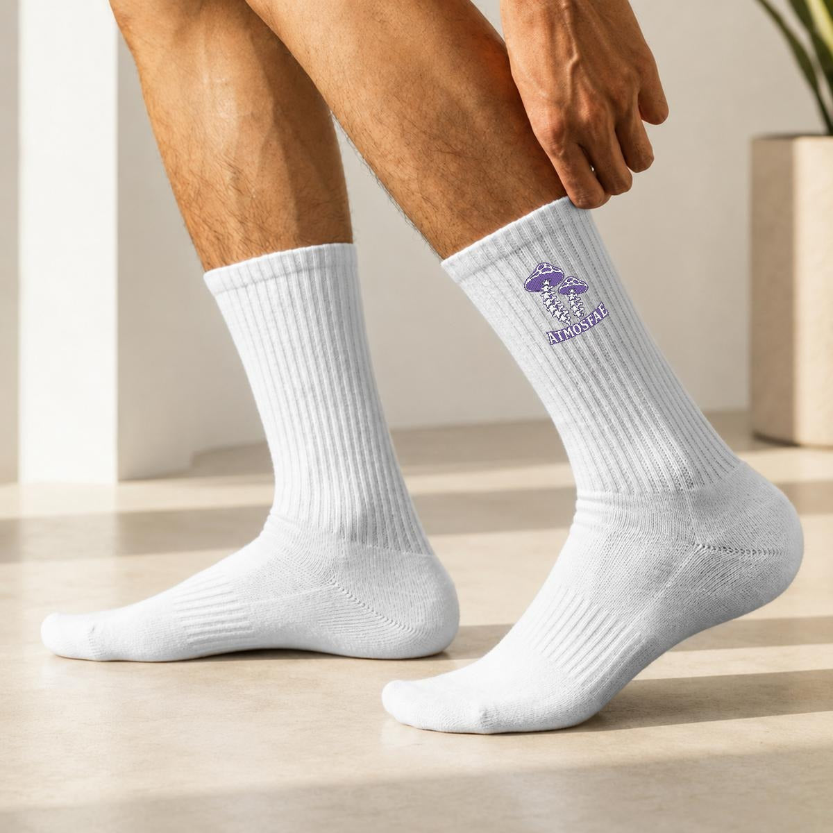 skeleton Mushroom Embroidery Sports Socks|Cotton