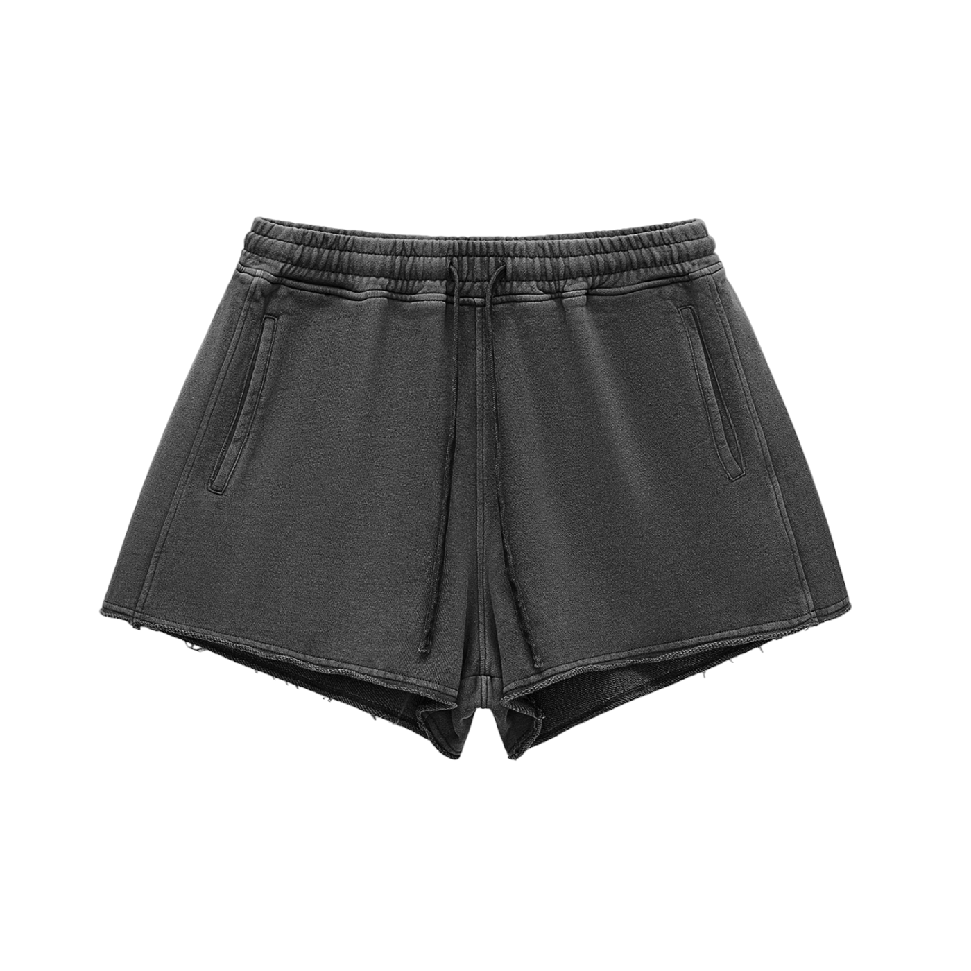 ATMOSFAE Snow Washed Raw Edge Drawstring Shorts