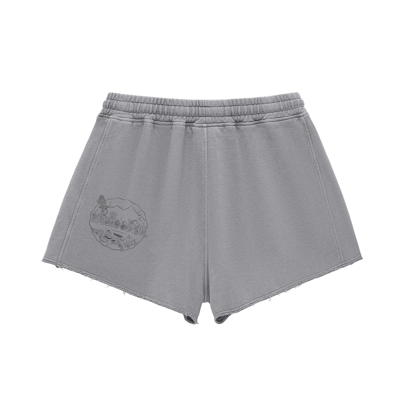 ATMOSFAE Snow Washed Raw Edge Drawstring Shorts